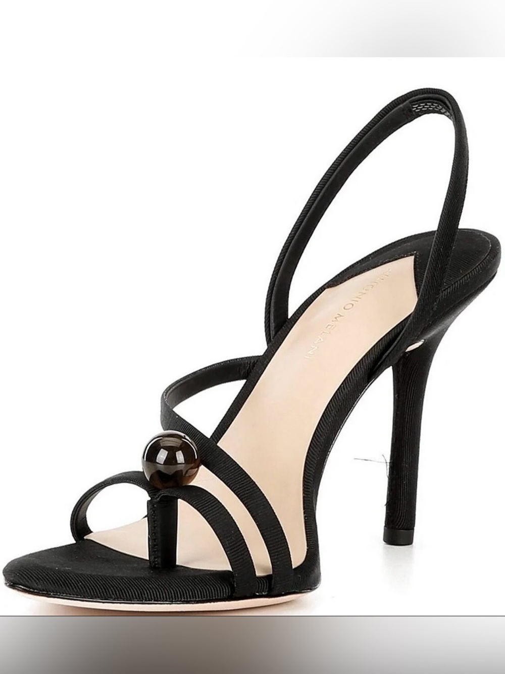 NEW Antonio Melani Black Ames Grosgrain Ornamented Toe Thong Dress Sandals ~ 9.5